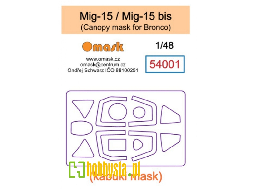 Mig-15 / Mig-15 Bis - Canopy Mask (For Bronco Kits) - image 1 Mig-15 / Mig-15 Bis - Canopy Mask (For Bronco Kits) - image 1