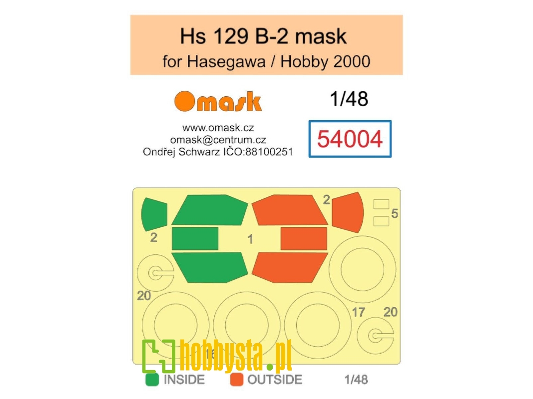 Henschel Hs-129 B-2 Masks (For Hasegawa / Revell / Hobby 2000 Kits) - image 1 Henschel Hs-129 B-2 Masks (For Hasegawa / Revell / Hobby 2000 Kits) - image 1