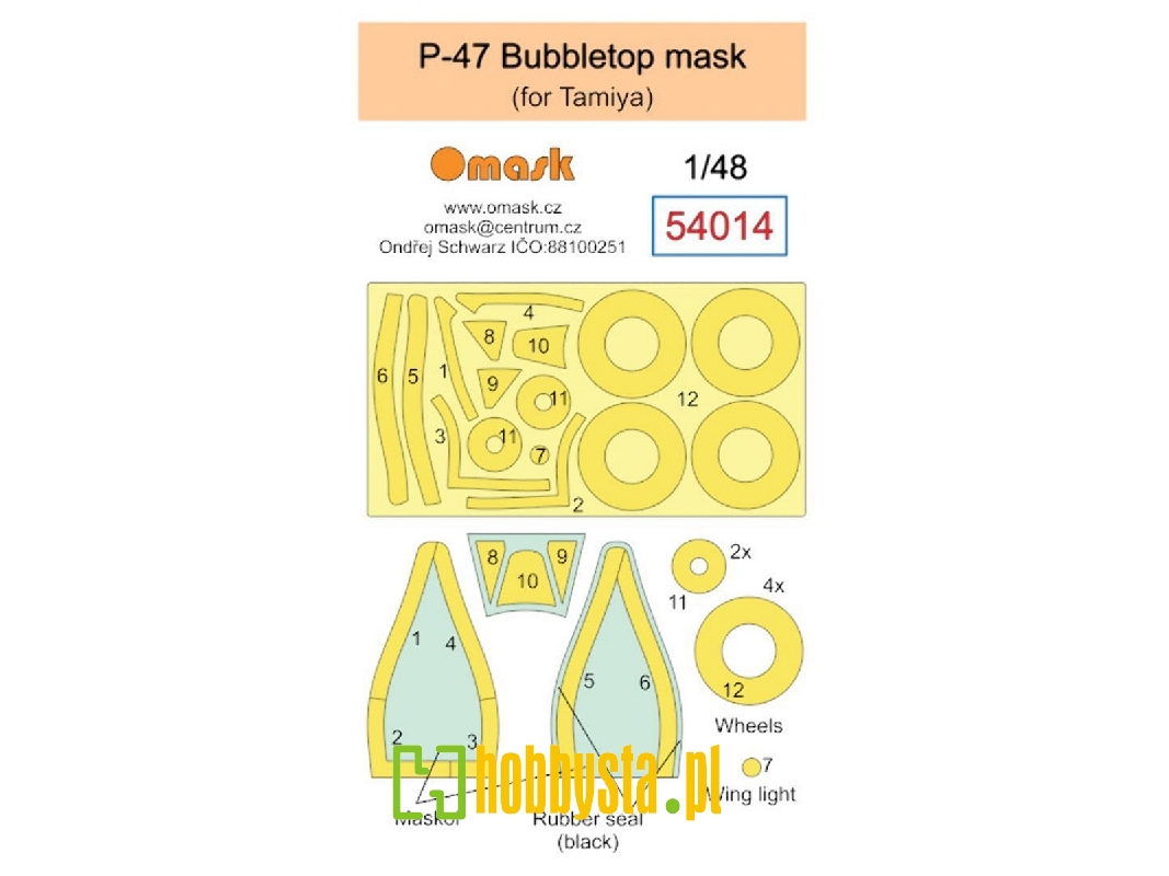 Republic P-47 Bubbletop Masks (For Tamiya Kits) - image 1 Republic P-47 Bubbletop Masks (For Tamiya Kits) - image 1
