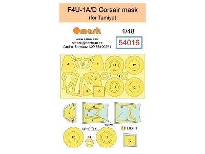 Vought F4u-1a/D Corsair Masks (For Tamiya Kits) - image 1