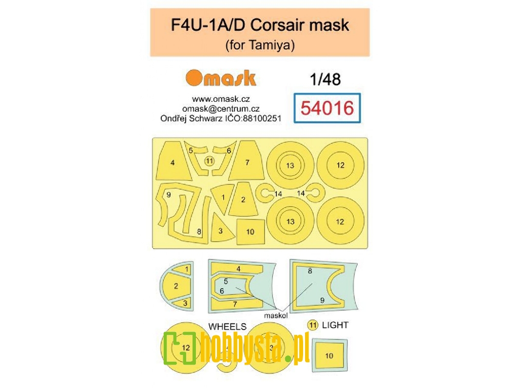 Vought F4u-1a/D Corsair Masks (For Tamiya Kits) - image 1 Vought F4u-1a/D Corsair Masks (For Tamiya Kits) - image 1