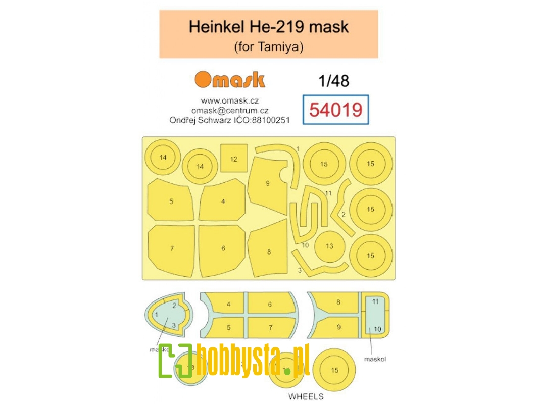 Heinkel He-219 Masks (For Tamiya Kits) - image 1 Heinkel He-219 Masks (For Tamiya Kits) - image 1