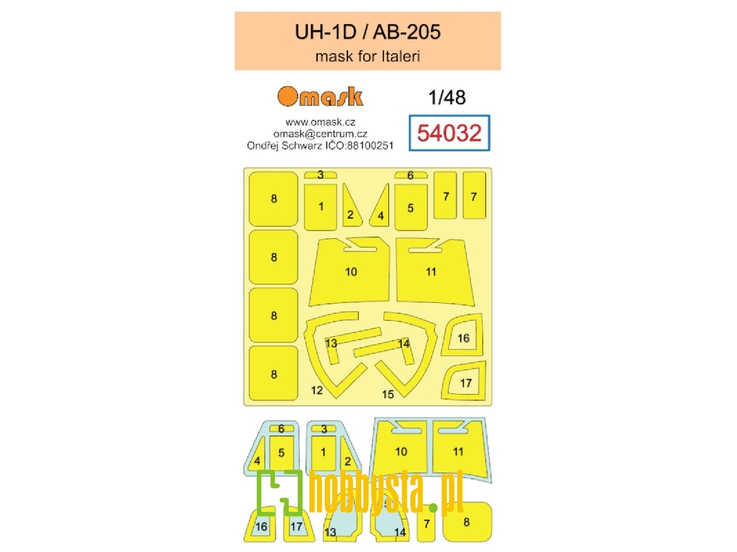 Bell Uh-1d / Ab-205 Masks (For Italeri Kits) - image 1 Bell Uh-1d / Ab-205 Masks (For Italeri Kits) - image 1