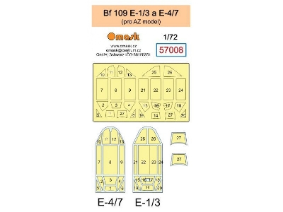Messerschmitt Bf 109 E-1 / E-3 / E-4 / E-7 Masks (For Az Model Kits) - image 1