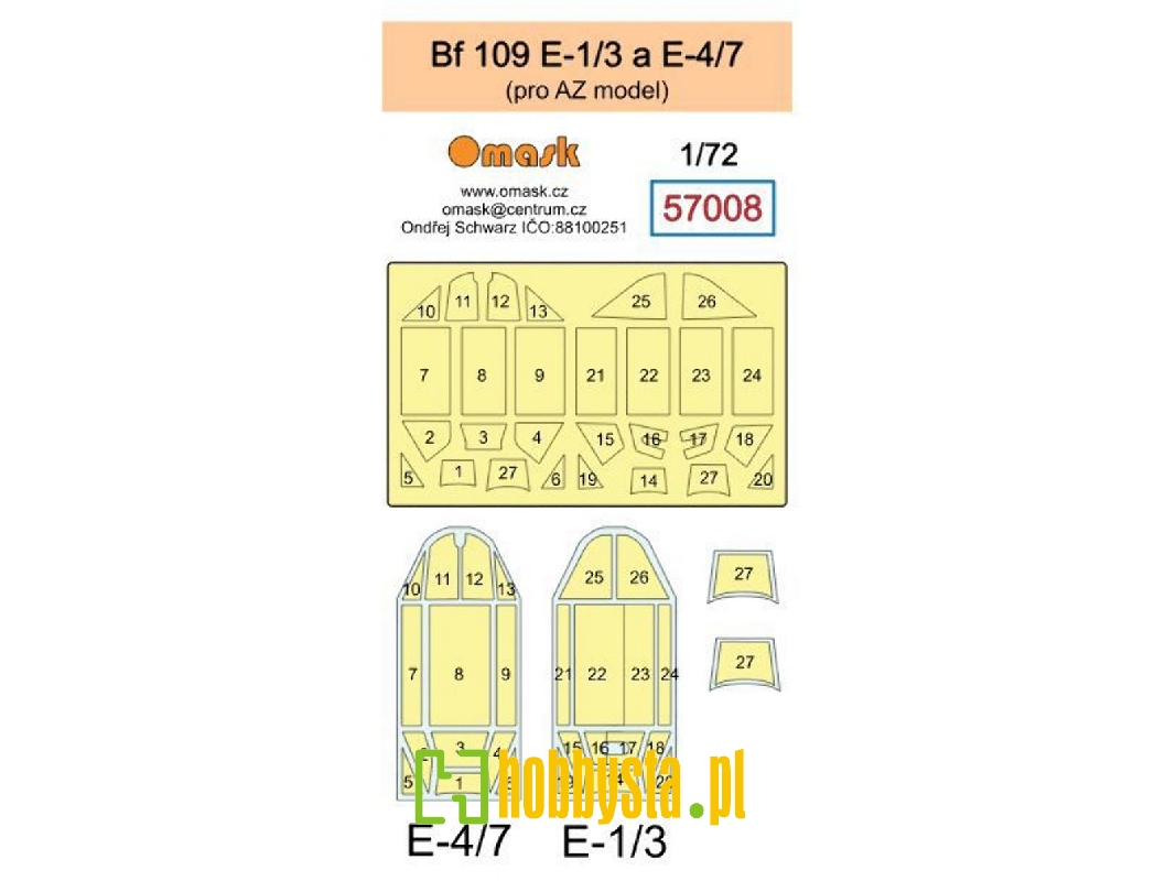 Messerschmitt Bf 109 E-1 / E-3 / E-4 / E-7 Masks (For Az Model Kits) - image 1 Messerschmitt Bf 109 E-1 / E-3 / E-4 / E-7 Masks (For Az Model Kits) - image 1