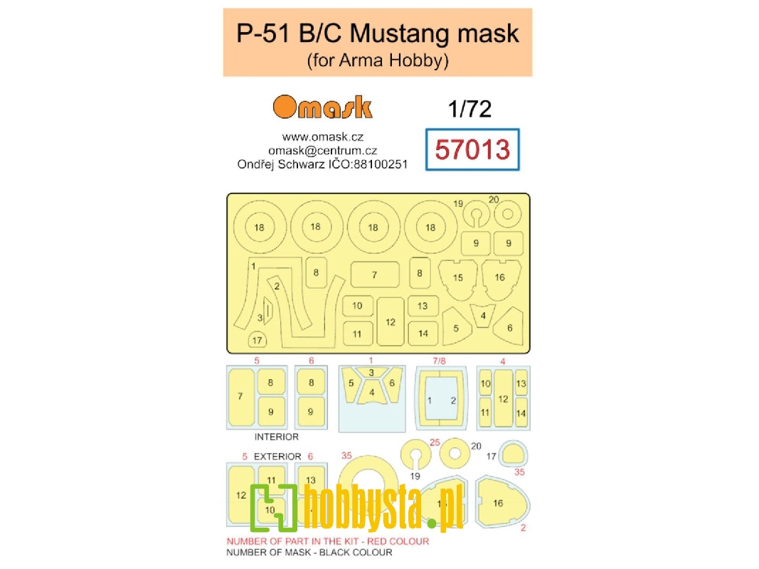 North American P-51 B/C Mustang Masks (For Arma Hobby Kits) - image 1 North American P-51 B/C Mustang Masks (For Arma Hobby Kits) - image 1