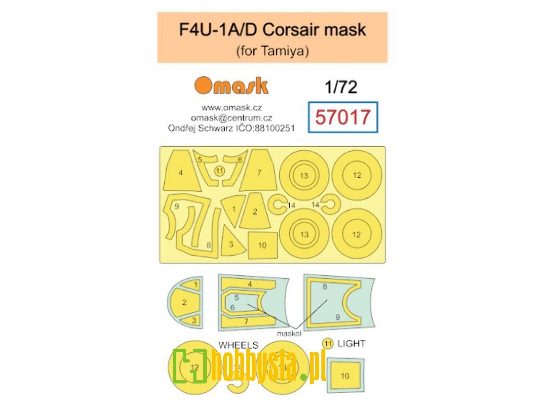 Vought F4u-1 A/D Corsair Masks (For Tamiya Kits) - image 1 Vought F4u-1 A/D Corsair Masks (For Tamiya Kits) - image 1