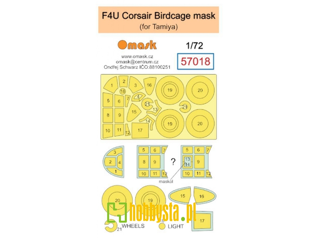 Vought F4u Corsair Birdcage Mask (For Tamiya Kits) - image 1 Vought F4u Corsair Birdcage Mask (For Tamiya Kits) - image 1