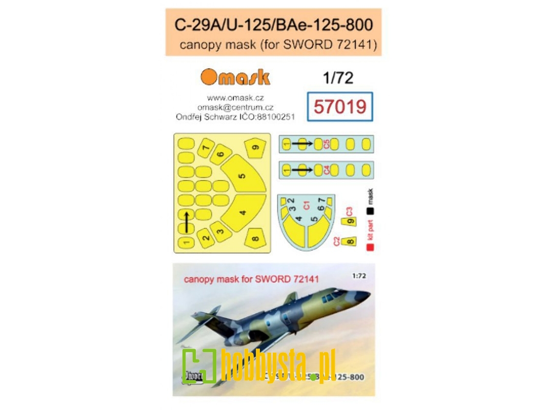 C-29a / U-125 / Bae-125-800 Masks (For Sword 72141 Kit) - image 1 C-29a / U-125 / Bae-125-800 Masks (For Sword 72141 Kit) - image 1