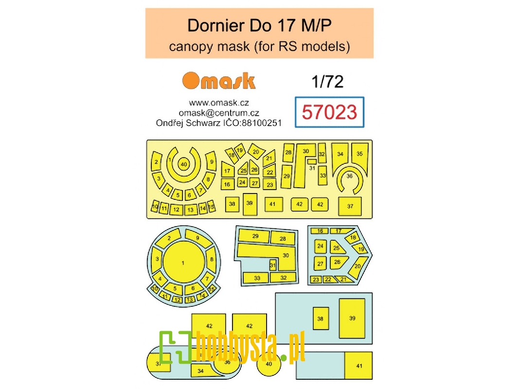 Dornier Do-17 M / P Masks (For Rs Models Kits) - image 1 Dornier Do-17 M / P Masks (For Rs Models Kits) - image 1