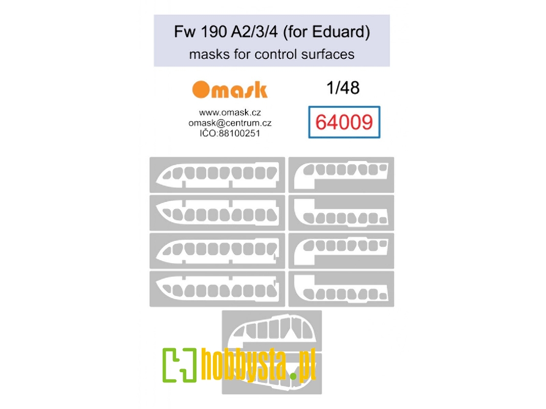 Focke-wulf Fw-190 A2/3/4 Masks For Control Surfaces (For Eduard Kits) - image 1 Focke-wulf Fw-190 A2/3/4 Masks For Control Surfaces (For Eduard Kits) - image 1