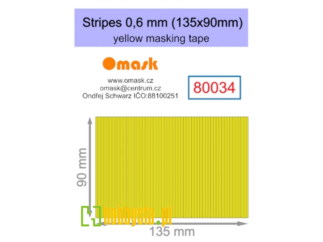Stripes 0,6 Mm (135 X 90 Mm) Yellow Masking Tape - image 1 Stripes 0,6 Mm (135 X 90 Mm) Yellow Masking Tape - image 1