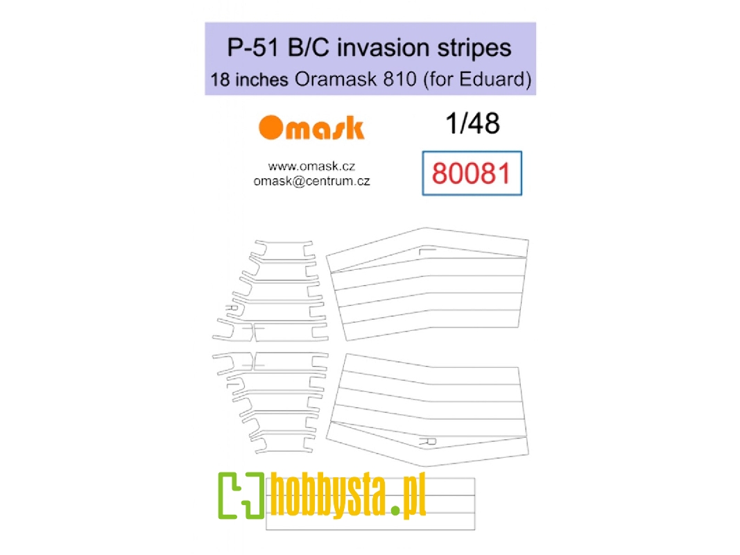 P-51 B/C Invasion Stripes 18" Oramask 810 (For Eduard) - image 1 P-51 B/C Invasion Stripes 18" Oramask 810 (For Eduard) - image 1