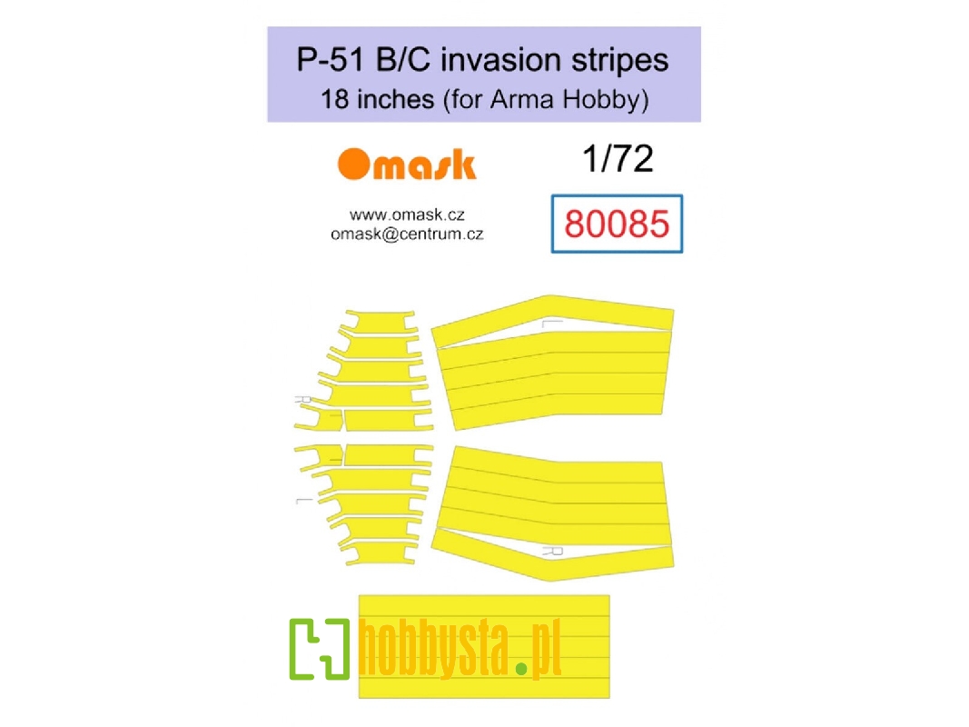 P-51 B/C Invasion Stripes 18" (For Arma Hobby) - image 1 P-51 B/C Invasion Stripes 18" (For Arma Hobby) - image 1
