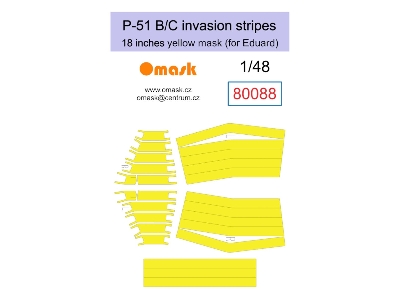 P-51 B/C Invasion Stripes 18" Yellow Mask (For Eduard) - image 1