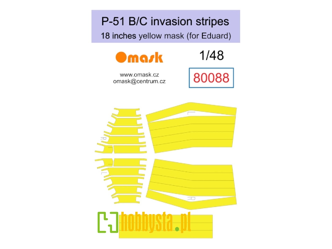 P-51 B/C Invasion Stripes 18" Yellow Mask (For Eduard) - image 1 P-51 B/C Invasion Stripes 18" Yellow Mask (For Eduard) - image 1
