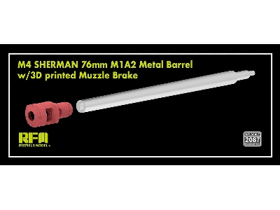 M4 Sherman 76mm M1a2 Metal Barrel W/3d Printed Muzzle Brake - image 1