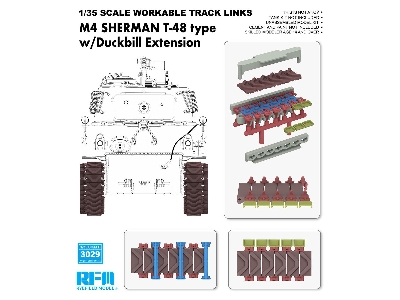 M4 Sherman T-48 Type Workable Tracks With Duckbill Extension (Plastic) - image 1