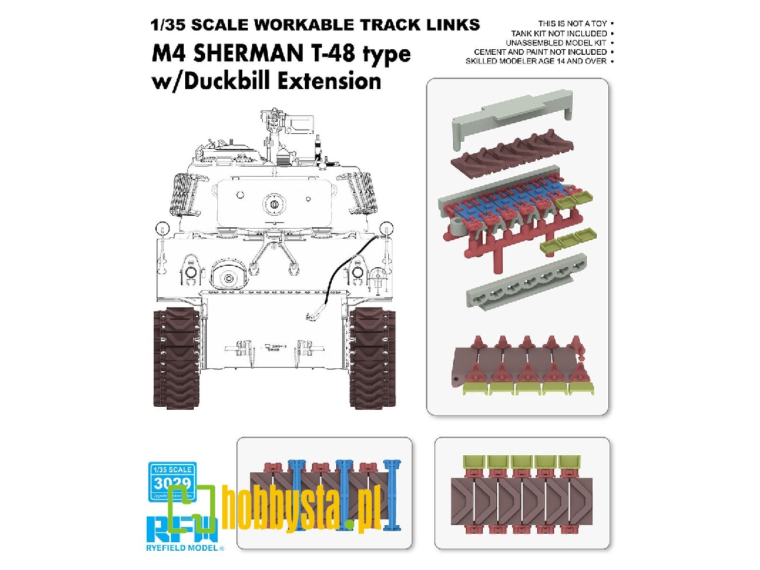M4 Sherman T-48 Type Workable Tracks With Duckbill Extension (Plastic) - image 1 M4 Sherman T-48 Type Workable Tracks With Duckbill Extension (Plastic) - image 1