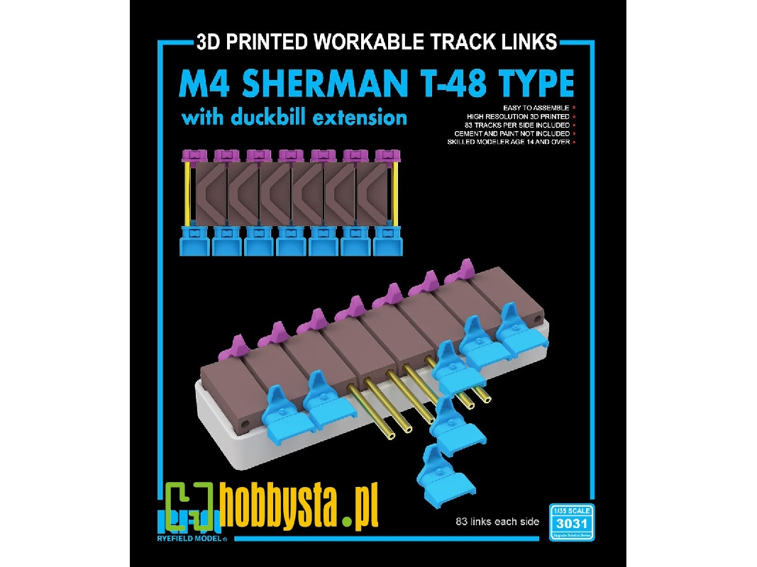 M4 Sherman T-48 Type Workable Tracks With Duckbill Extension (3d Printed) - image 1 M4 Sherman T-48 Type Workable Tracks With Duckbill Extension (3d Printed) - image 1