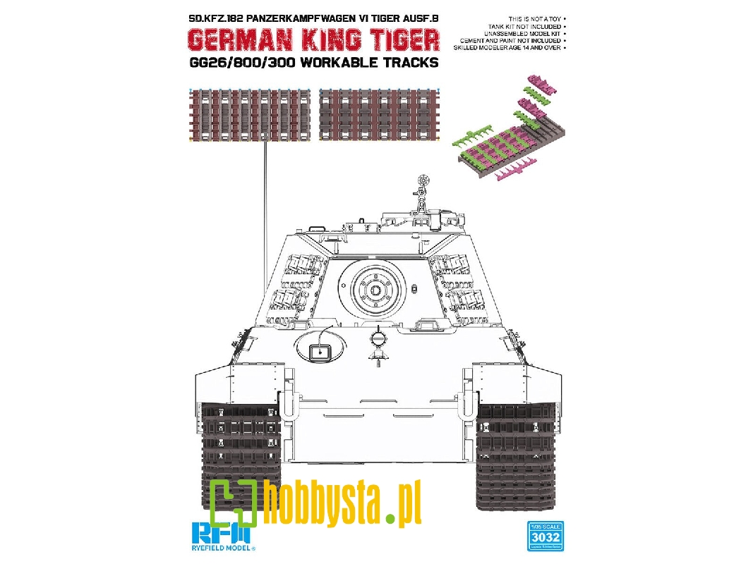 German King Tiger Series Gg26/800/300 Type Workable Tracks With Drive Wheels - image 1 German King Tiger Series Gg26/800/300 Type Workable Tracks With Drive Wheels - image 1