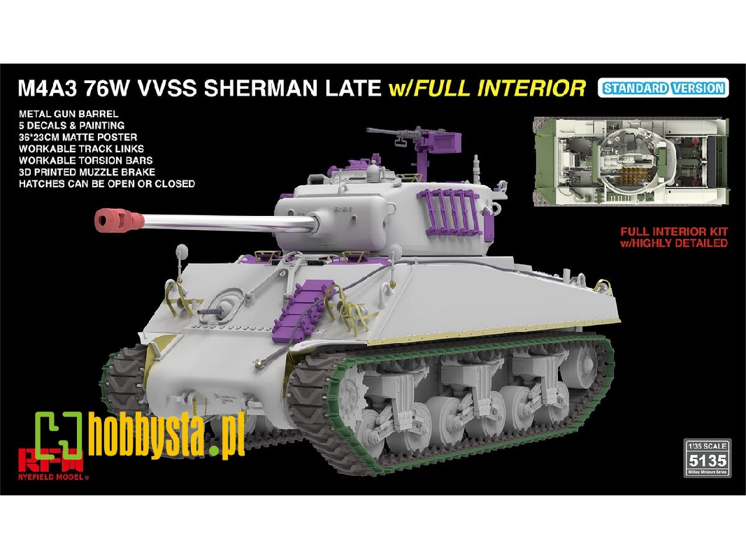 M4a3 76w Vvss Sherman Late With Full Interior Standard Version - image 1 M4a3 76w Vvss Sherman Late With Full Interior Standard Version - image 1