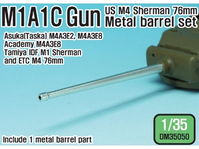 Us M4 Sherman 76mm M1a1c Metal Barrel Set (For 1/35 Sherman 76(W) Kit) - image 1