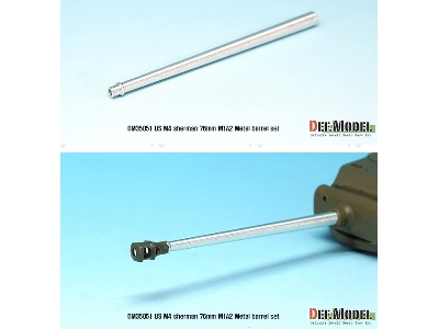 Us M4 Sherman 76mm M1a2 Metal Barrel Set (For 1/35 M4a3e8 Idf M1 Kit) - image 2