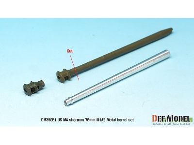 Us M4 Sherman 76mm M1a2 Metal Barrel Set (For 1/35 M4a3e8 Idf M1 Kit) - image 3