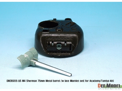 Us M4 Sherman 75mm Metal Barrel /W Late Mantlet Set( For Academy/Tamiya Kit) - image 3