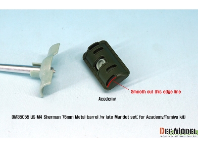 Us M4 Sherman 75mm Metal Barrel /W Late Mantlet Set( For Academy/Tamiya Kit) - image 7