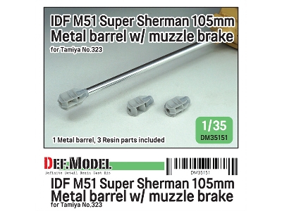 Idf M51 Super Sherman 105mm Metal Barrel With Muzzle Brake (For Tamiya 35323) - image 1