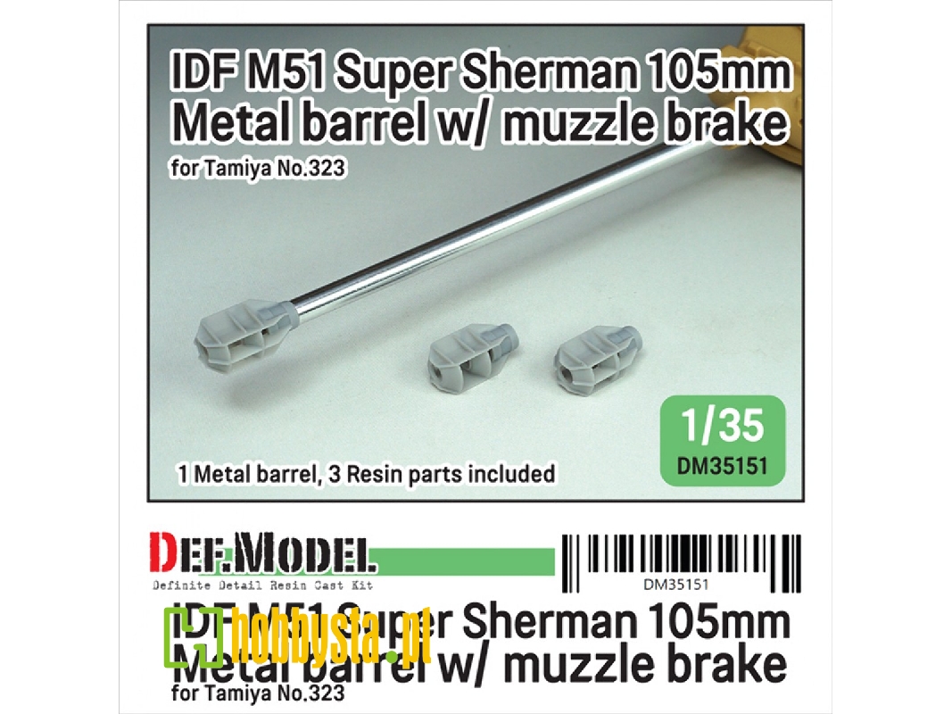 Idf M51 Super Sherman 105mm Metal Barrel With Muzzle Brake (For Tamiya 35323) - image 1 Idf M51 Super Sherman 105mm Metal Barrel With Muzzle Brake (For Tamiya 35323) - image 1