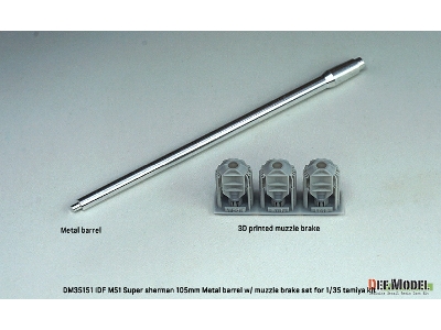 Idf M51 Super Sherman 105mm Metal Barrel With Muzzle Brake (For Tamiya 35323) - image 2