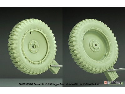 Ww2 German Sd.Kfz 250 Sagged Front Wheel Set (1) - (For Das Werk Kit) - image 4