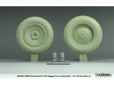 Ww2 German Sd.Kfz 250 Sagged Front Wheel Set (2) - (For Das Werk Kit) - image 2