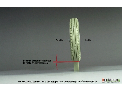 Ww2 German Sd.Kfz 250 Sagged Front Wheel Set (2) - (For Das Werk Kit) - image 3