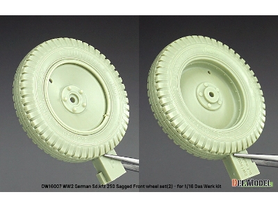 Ww2 German Sd.Kfz 250 Sagged Front Wheel Set (2) - (For Das Werk Kit) - image 5