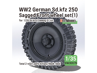 Ww2 German Sd.Kfz 250 Sagged Front Wheel Set (1) (For Sd.Kfz, Demag D7 Kit) - image 1