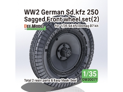 Ww2 German Sd.Kfz 250 Sagged Front Wheel Set (2) (For Sd.Kfz, Demag D7 Kit) - image 1