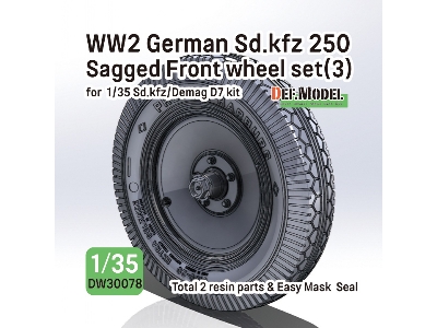Ww2 German Sd.Kfz 250 Sagged Front Wheel Set (3) (For Sd.Kfz, Demag D7 Kit) - image 1