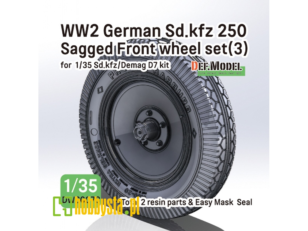 Ww2 German Sd.Kfz 250 Sagged Front Wheel Set (3) (For Sd.Kfz, Demag D7 Kit) - image 1 Ww2 German Sd.Kfz 250 Sagged Front Wheel Set (3) (For Sd.Kfz, Demag D7 Kit) - image 1