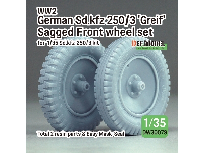 Ww2 German Sd.Kfz 250/3 'greif' Sagged Front Wheel Set (For Sd.Kfz 250/3 Kit) - image 1