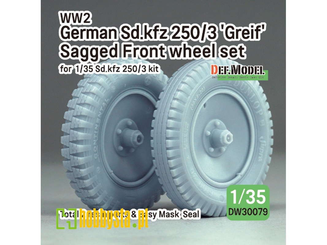 Ww2 German Sd.Kfz 250/3 'greif' Sagged Front Wheel Set (For Sd.Kfz 250/3 Kit) - image 1 Ww2 German Sd.Kfz 250/3 'greif' Sagged Front Wheel Set (For Sd.Kfz 250/3 Kit) - image 1