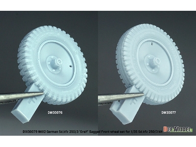 Ww2 German Sd.Kfz 250/3 'greif' Sagged Front Wheel Set (For Sd.Kfz 250/3 Kit) - image 4