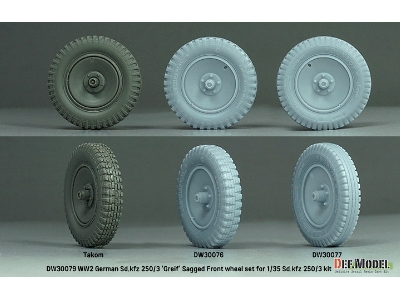 Ww2 German Sd.Kfz 250/3 'greif' Sagged Front Wheel Set (For Sd.Kfz 250/3 Kit) - image 5