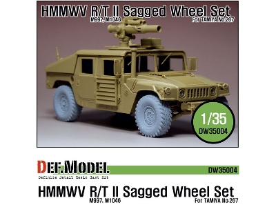 Hmmwv R/T Ii  Sagged Wheel Set Sagged (For Tamiya 1/35 M1046) - image 1
