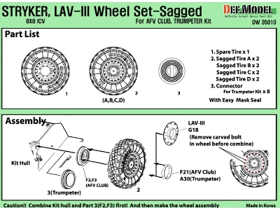 Stryker/Lav-iii Mich. Xml Sagged Wheel Set (For Afv Club/Trumpeter 1/35) - image 8