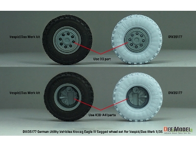 German Utility Vehicles Mowag Eagle Iv Sagged Wheel Set (For Vespid/Das Werk Kit) - image 7