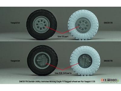 Danish Utility Vehicles Mowag Eagle Iv Sagged Wheel Set (For Vespid Kit) - image 7
